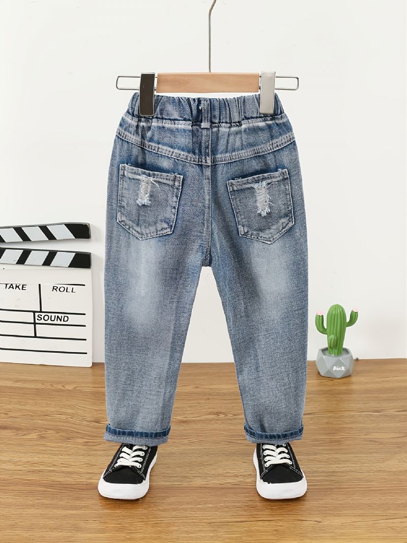 Børne Denim Casual Ripped Jeans Forår Efterår