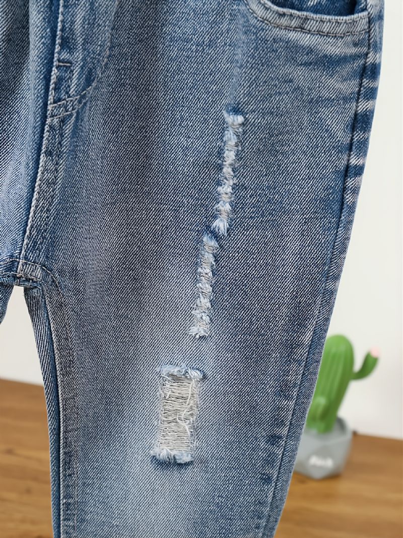 Børne Denim Casual Ripped Jeans Forår Efterår