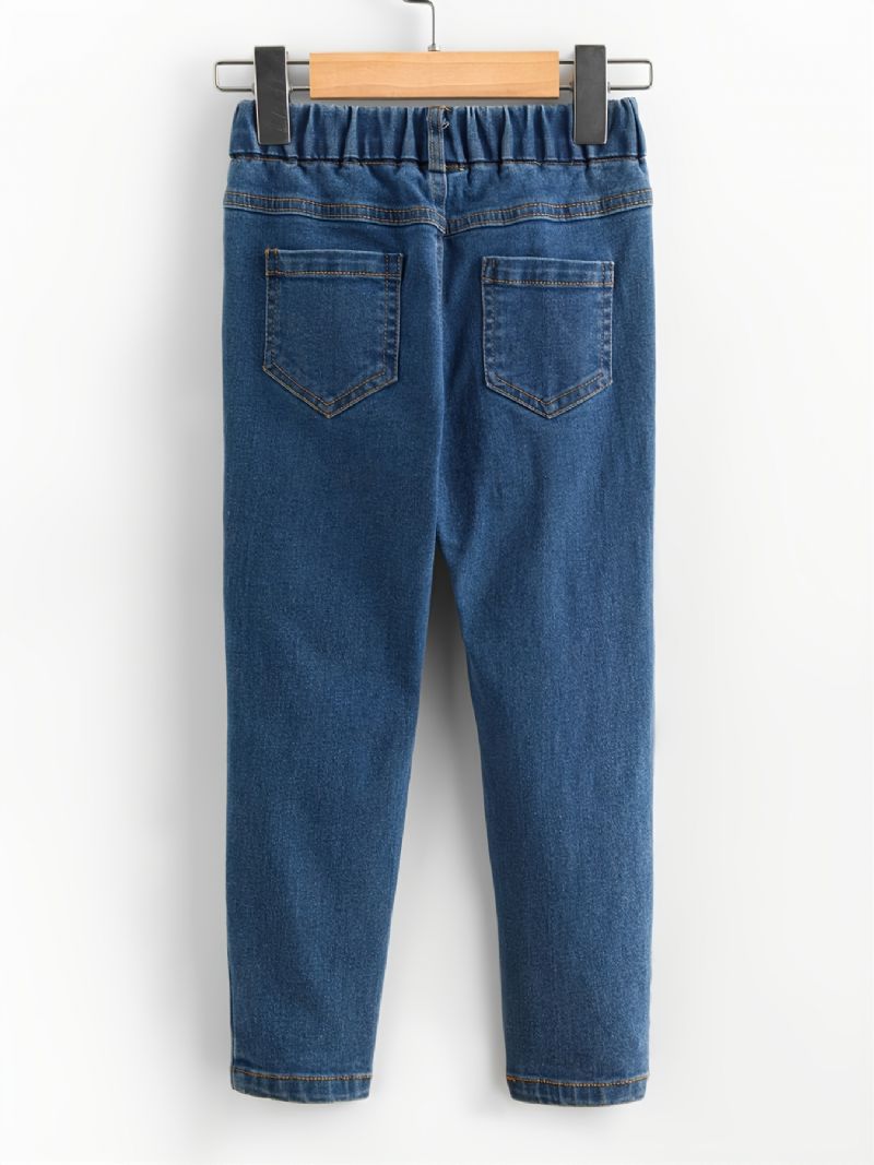 Børns Baby Piger Rippede Jeans Elastiske Talje Bukser Børnetøj