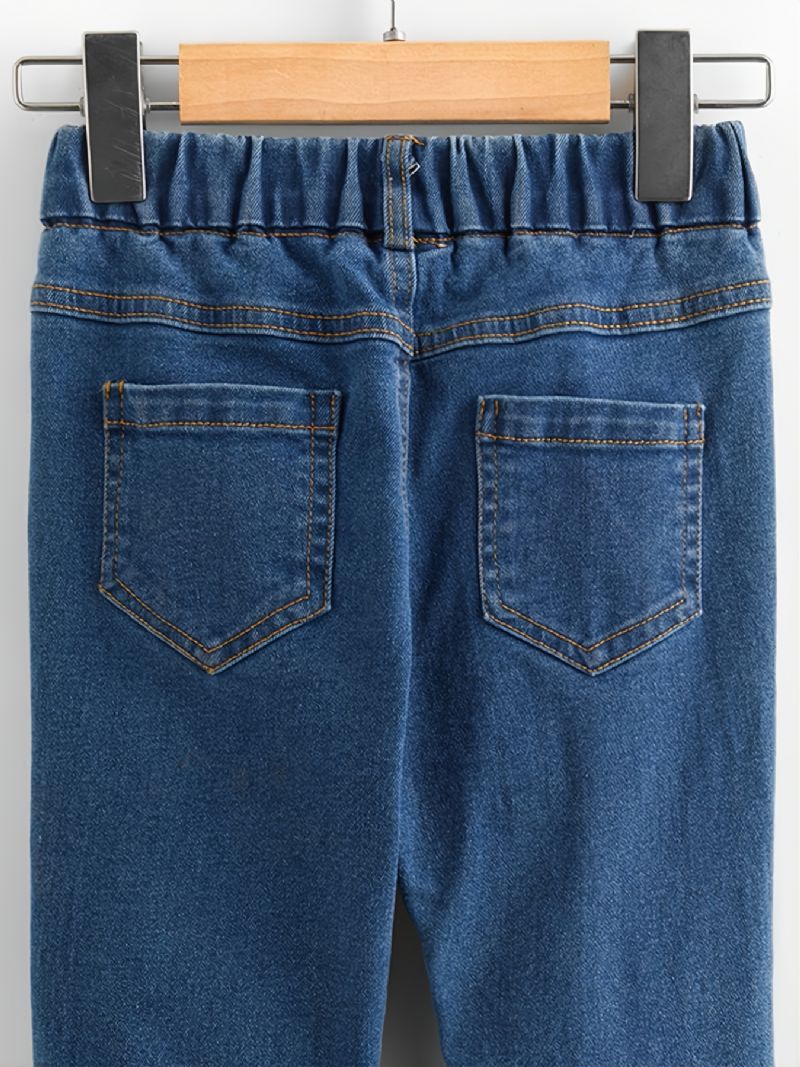 Børns Baby Piger Rippede Jeans Elastiske Talje Bukser Børnetøj