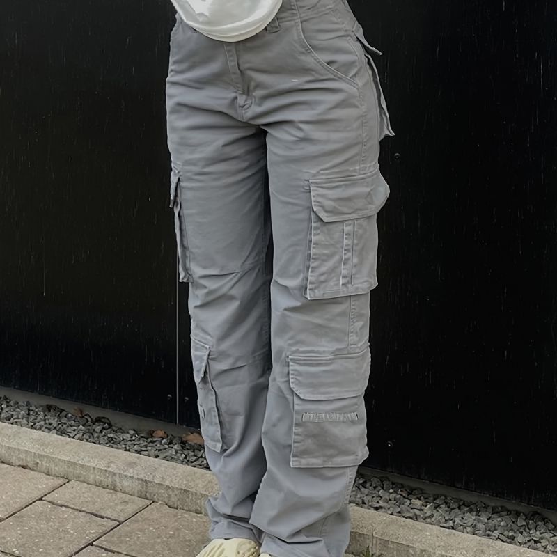 Brede Ben Baggy Cargo-bukser Med Klaplommer Pigejeans I Y2k-stil Dametøj Og Denim