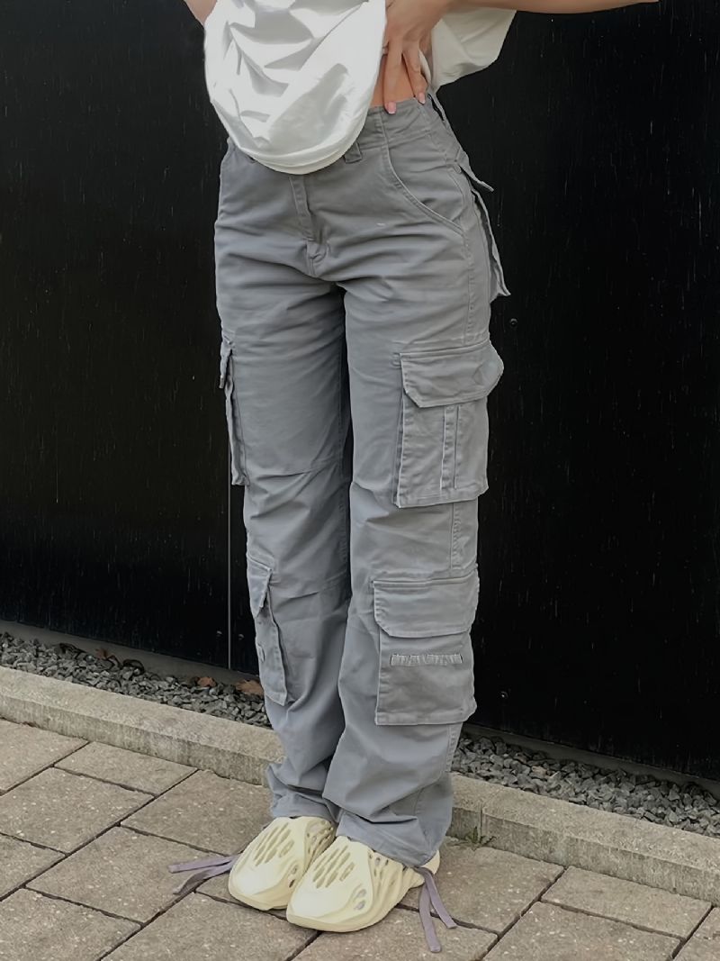 Brede Ben Baggy Cargo-bukser Med Klaplommer Pigejeans I Y2k-stil Dametøj Og Denim