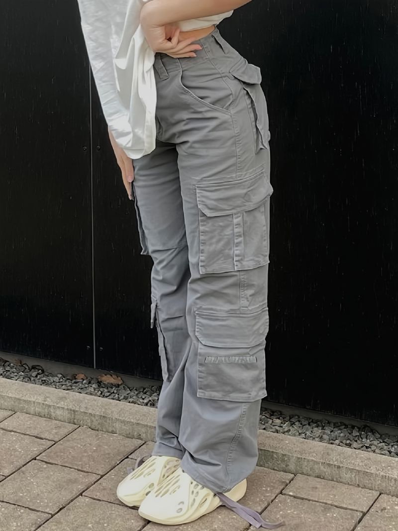 Brede Ben Baggy Cargo-bukser Med Klaplommer Pigejeans I Y2k-stil Dametøj Og Denim