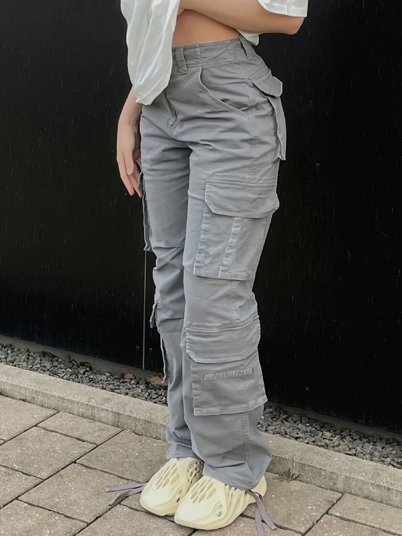 Brede Ben Baggy Cargo-bukser Med Klaplommer Pigejeans I Y2k-stil Dametøj Og Denim