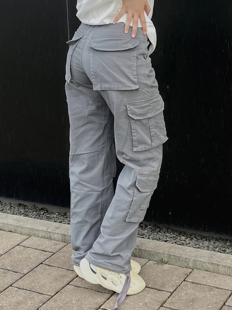 Brede Ben Baggy Cargo-bukser Med Klaplommer Pigejeans I Y2k-stil Dametøj Og Denim