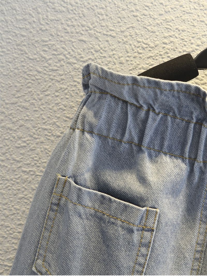 Casual Blå Denim Teksturerede Pigejeans