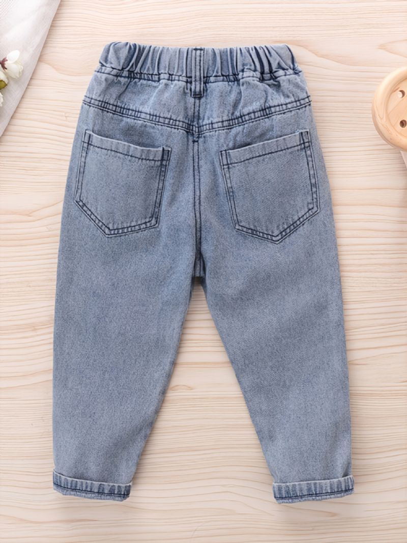 Casual Jeans Med Broderede Hjerter Til Børn