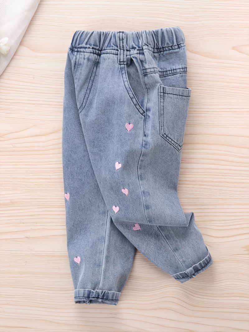 Casual Jeans Med Broderede Hjerter Til Børn