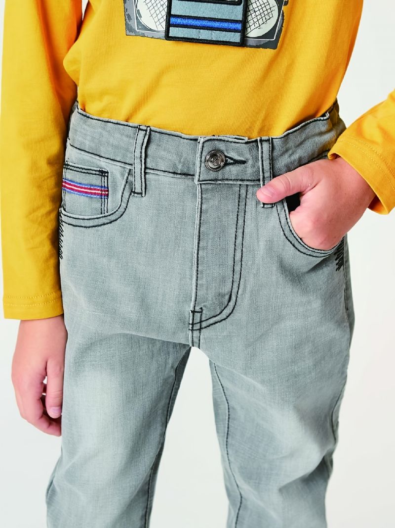 Drenge Casual Blå Grå Stilfuld Denim Jeans Børnetøj