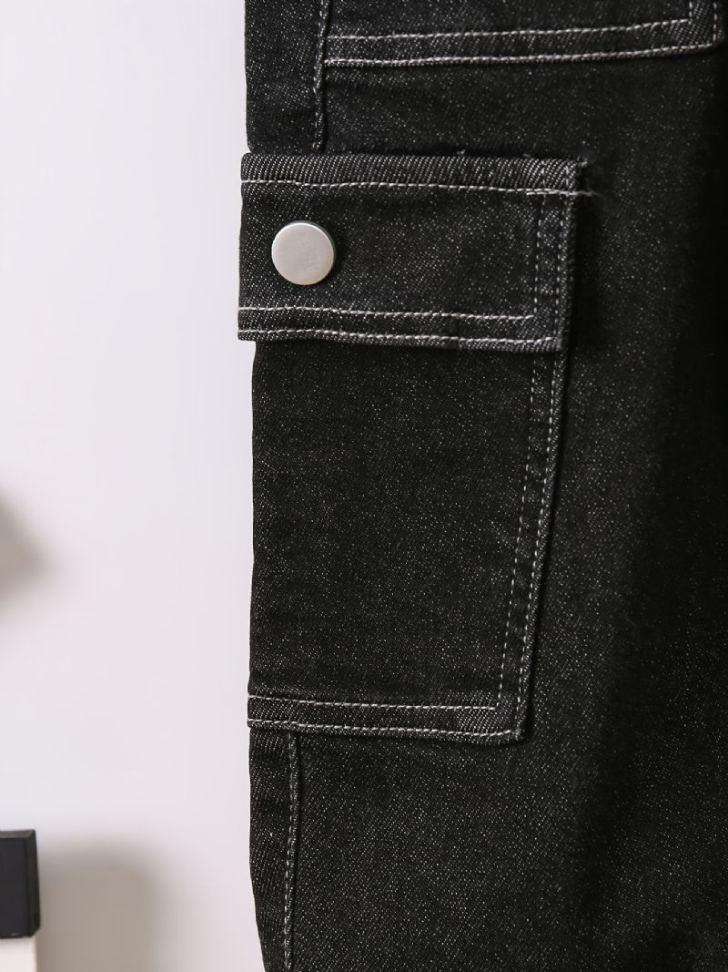 Drenge Casual Black Pocket Front Elastisk Talje Jeans Tøj