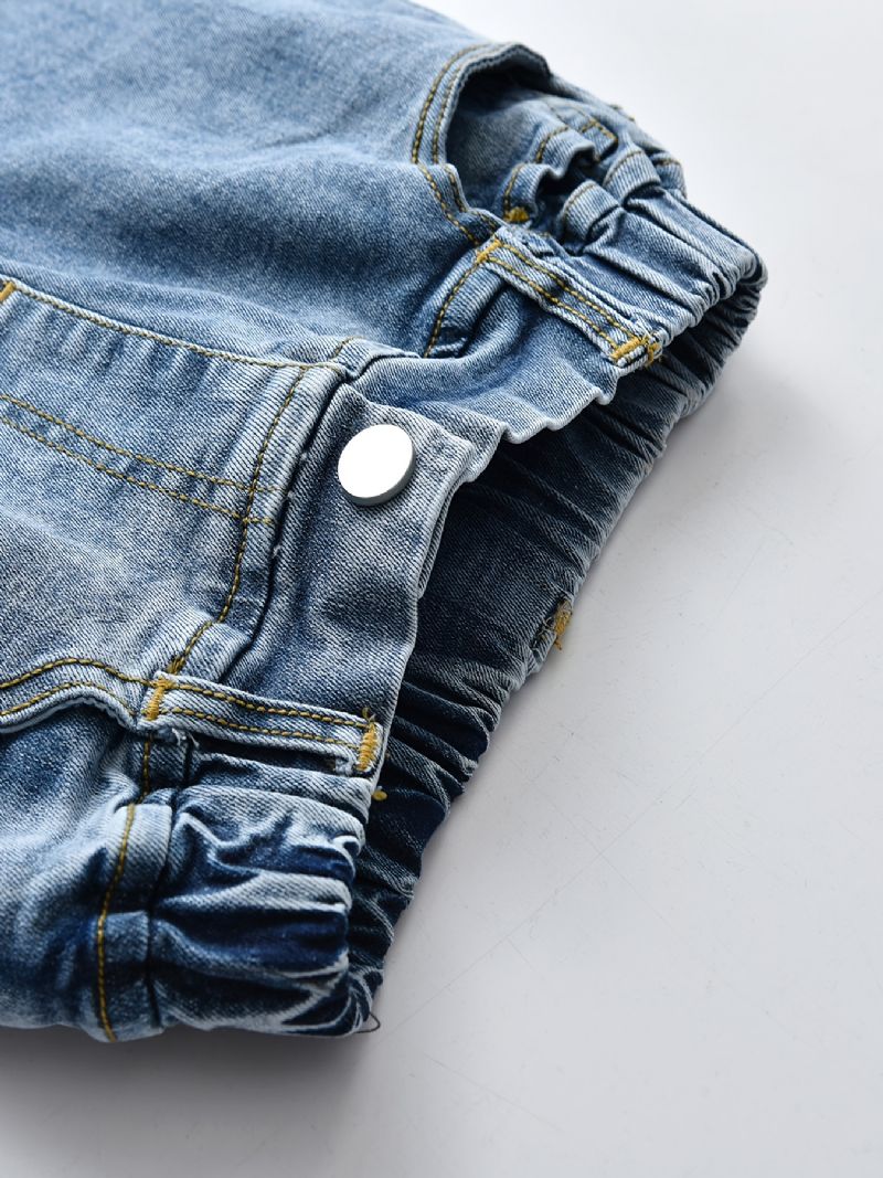 Drenge Casual Lyseblå Stretch Denim Jeans Til Forår Efterår