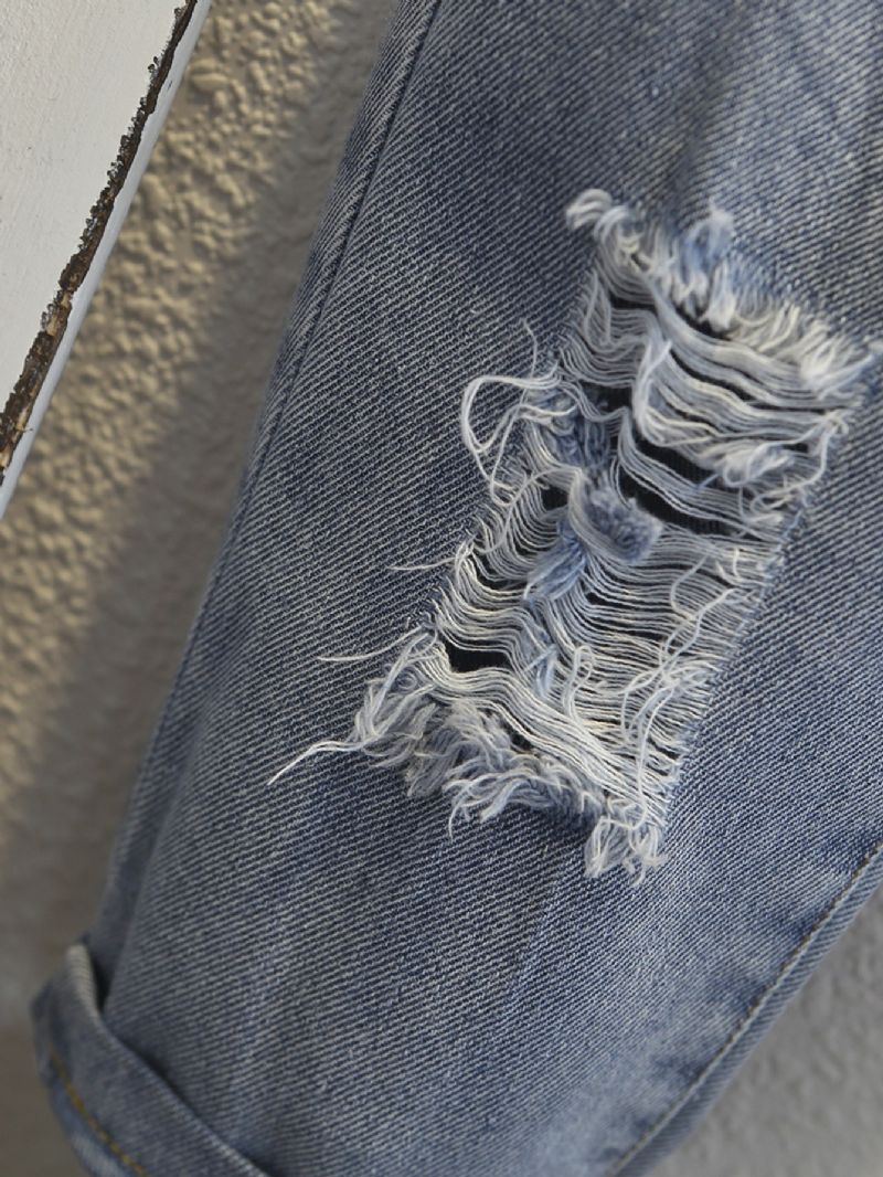 Drenge Casual Ripped Jeans Elastiske Talje Denimbukser