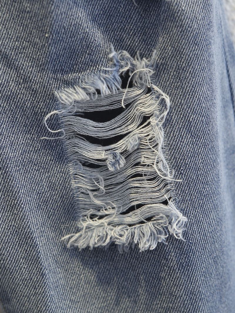 Drenge Casual Ripped Jeans Elastiske Talje Denimbukser