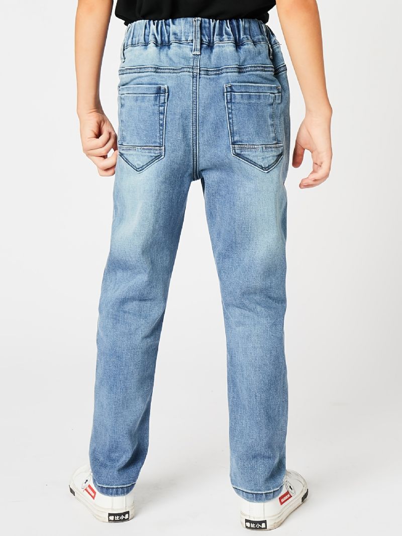 Drenge Casual Simple Vintage Denim Jeans Med Elastisk Talje