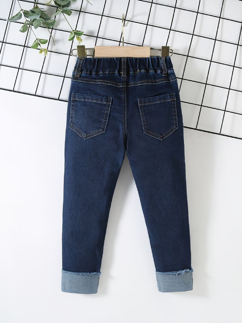 Drenge Casual Vintage Massive Denim Jeans Med Strækbar Talje Til Vinter