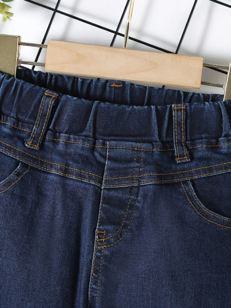 Drenge Casual Vintage Massive Denim Jeans Med Strækbar Talje Til Vinter