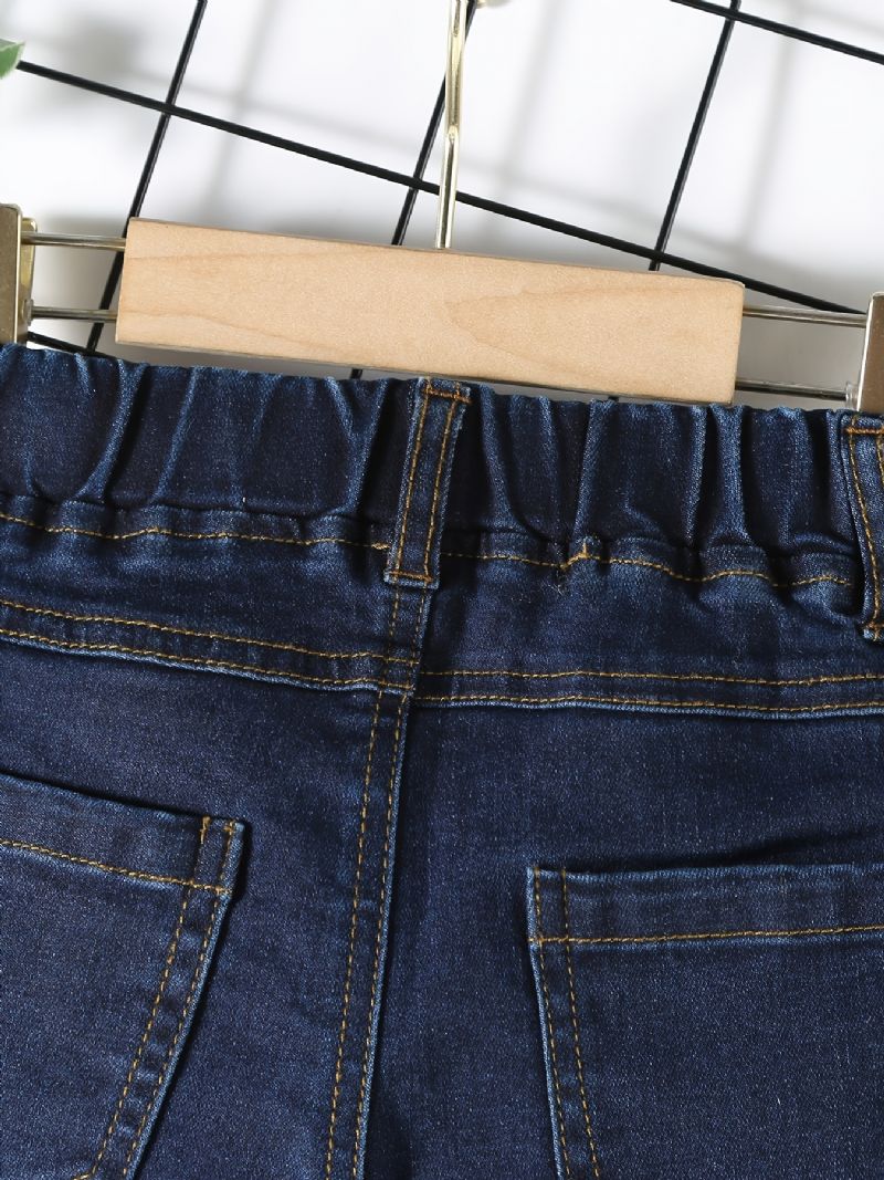 Drenge Casual Vintage Massive Denim Jeans Med Strækbar Talje Til Vinter