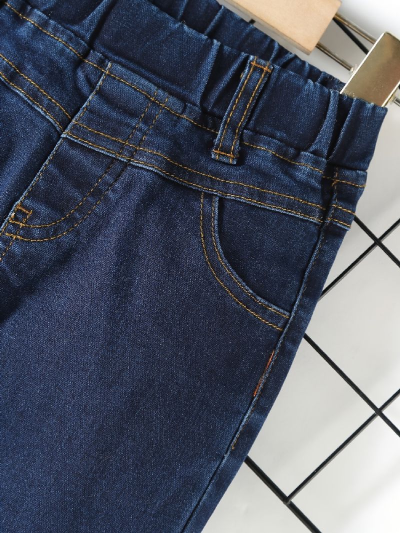 Drenge Casual Vintage Massive Denim Jeans Med Strækbar Talje Til Vinter