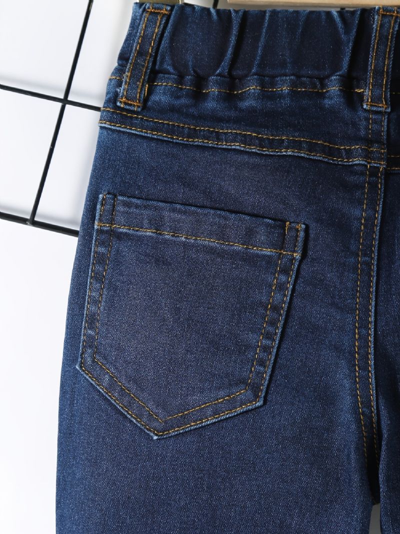 Drenge Casual Vintage Massive Denim Jeans Med Strækbar Talje Til Vinter