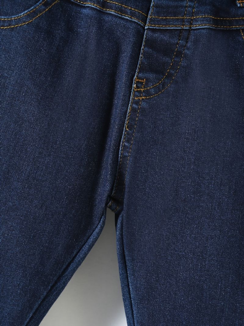 Drenge Casual Vintage Massive Denim Jeans Med Strækbar Talje Til Vinter