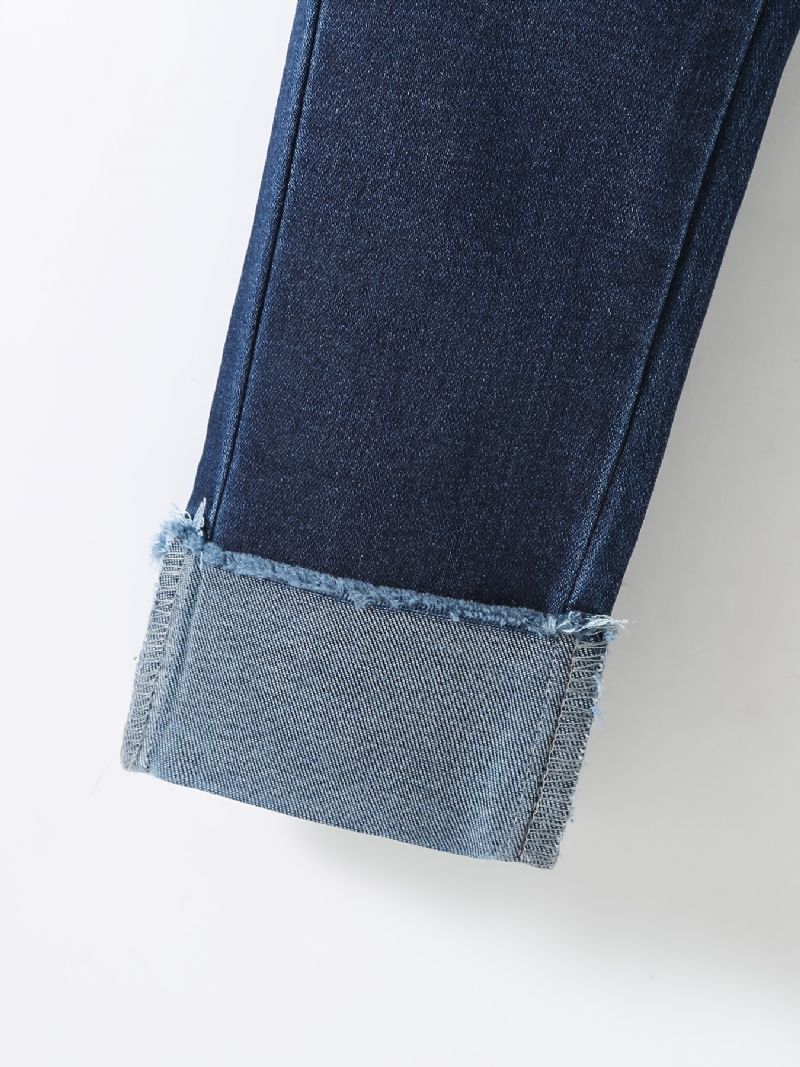 Drenge Casual Vintage Massive Denim Jeans Med Strækbar Talje Til Vinter