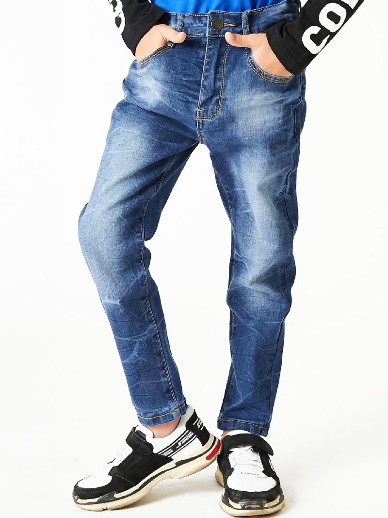 Drenge Faded Button Regular Fit Denim Jeans Børnetøj