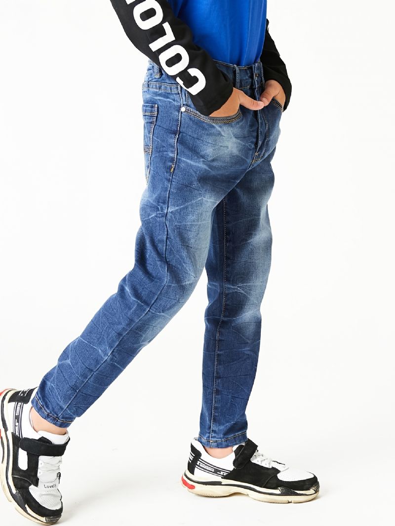 Drenge Faded Button Regular Fit Denim Jeans Børnetøj