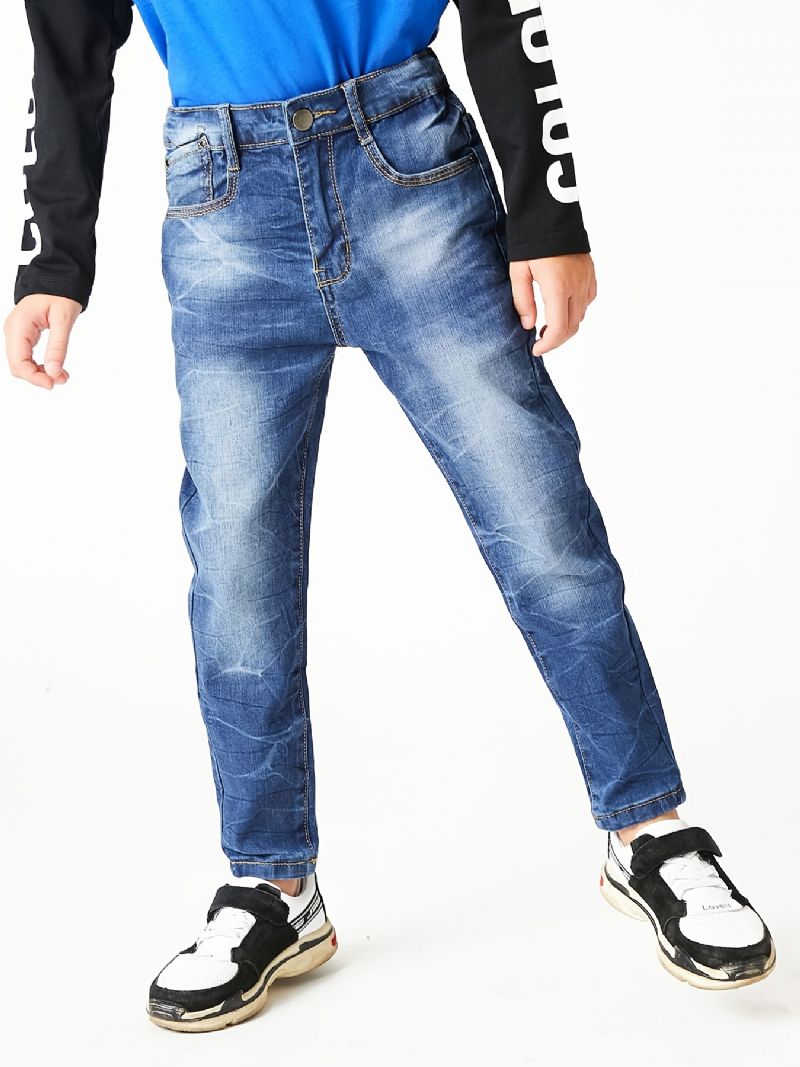 Drenge Faded Button Regular Fit Denim Jeans Børnetøj