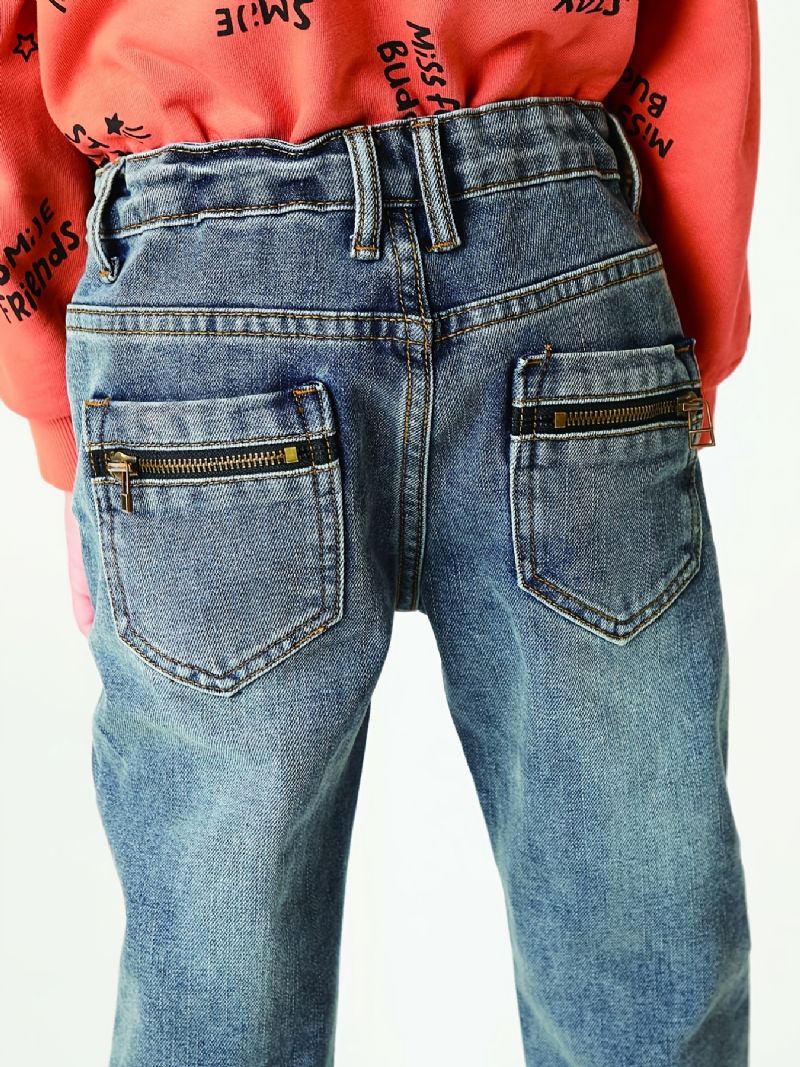 Drenge Faded Regular Fit Washed Denim Jeans Børnetøj