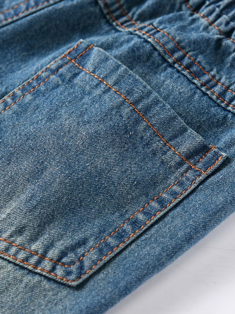 Drenge Lige Ben Casual Rippede Jeans Med Elastisk Linning Børnetøj