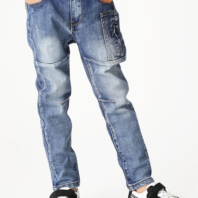 Drenge Multilommer Falmet Vasket Denim Jeans Casual Børnetøj