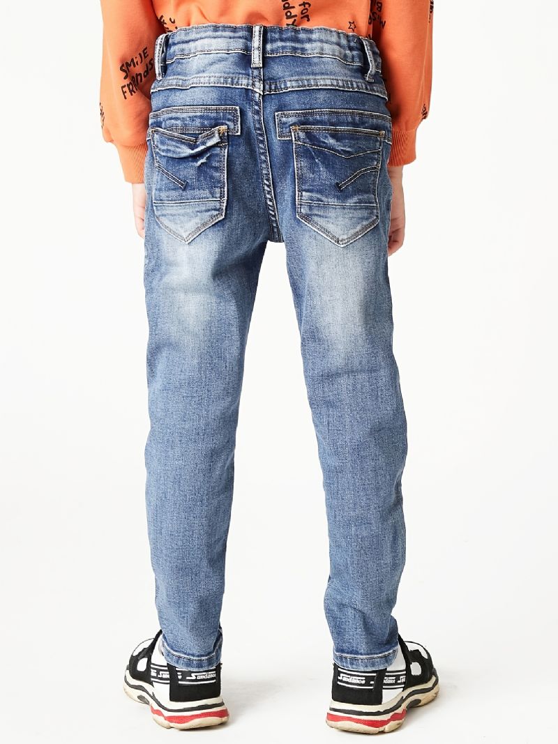 Drenge Multilommer Falmet Vasket Denim Jeans Casual Børnetøj