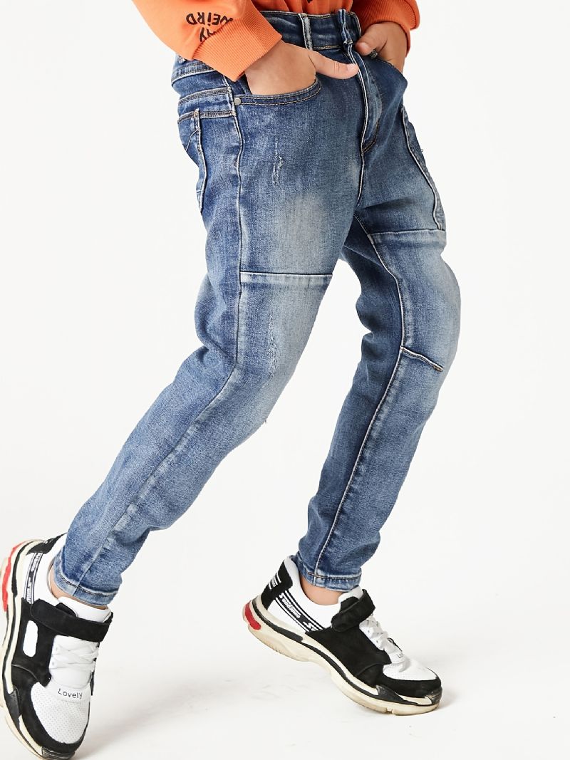 Drenge Multilommer Falmet Vasket Denim Jeans Casual Børnetøj