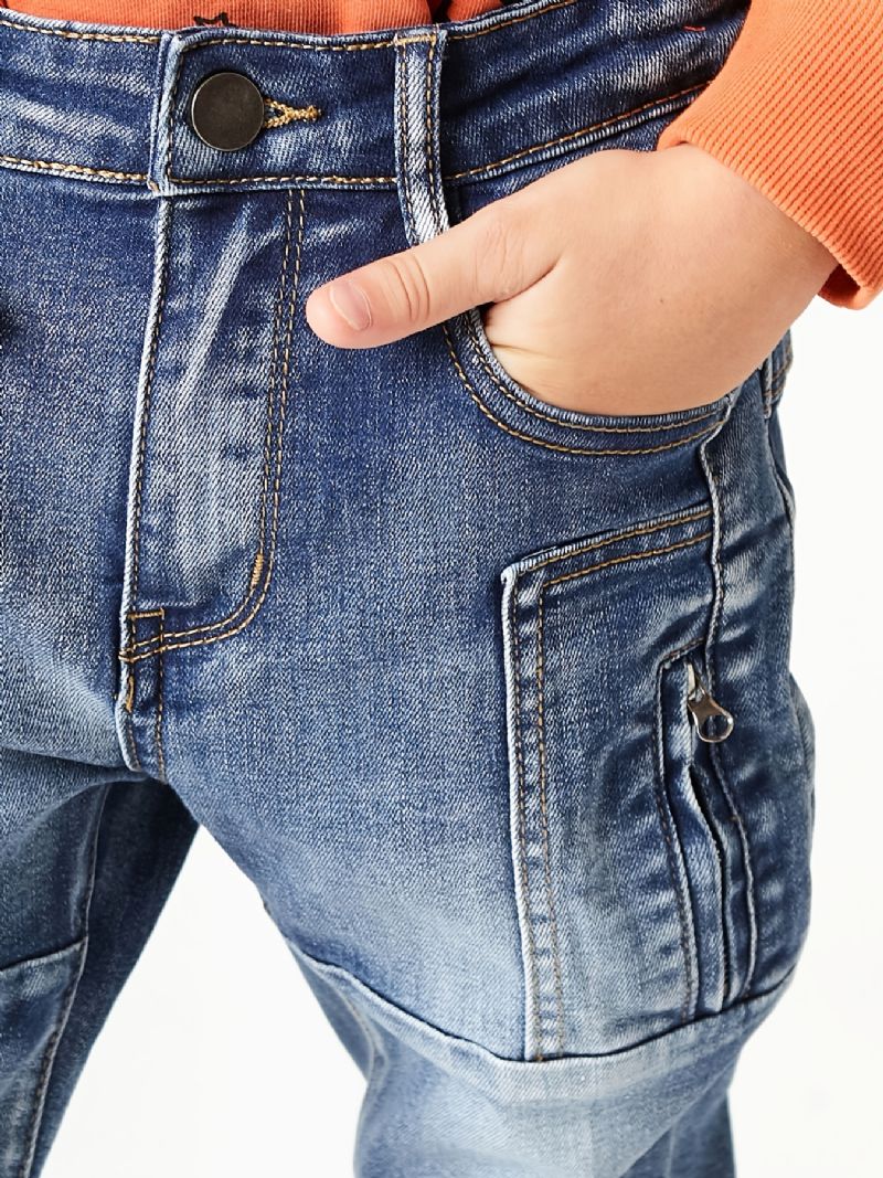 Drenge Multilommer Falmet Vasket Denim Jeans Casual Børnetøj