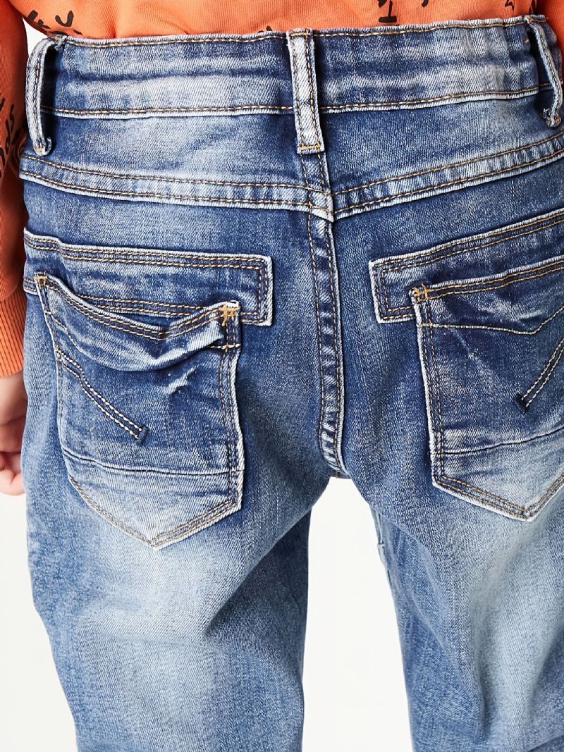 Drenge Multilommer Falmet Vasket Denim Jeans Casual Børnetøj