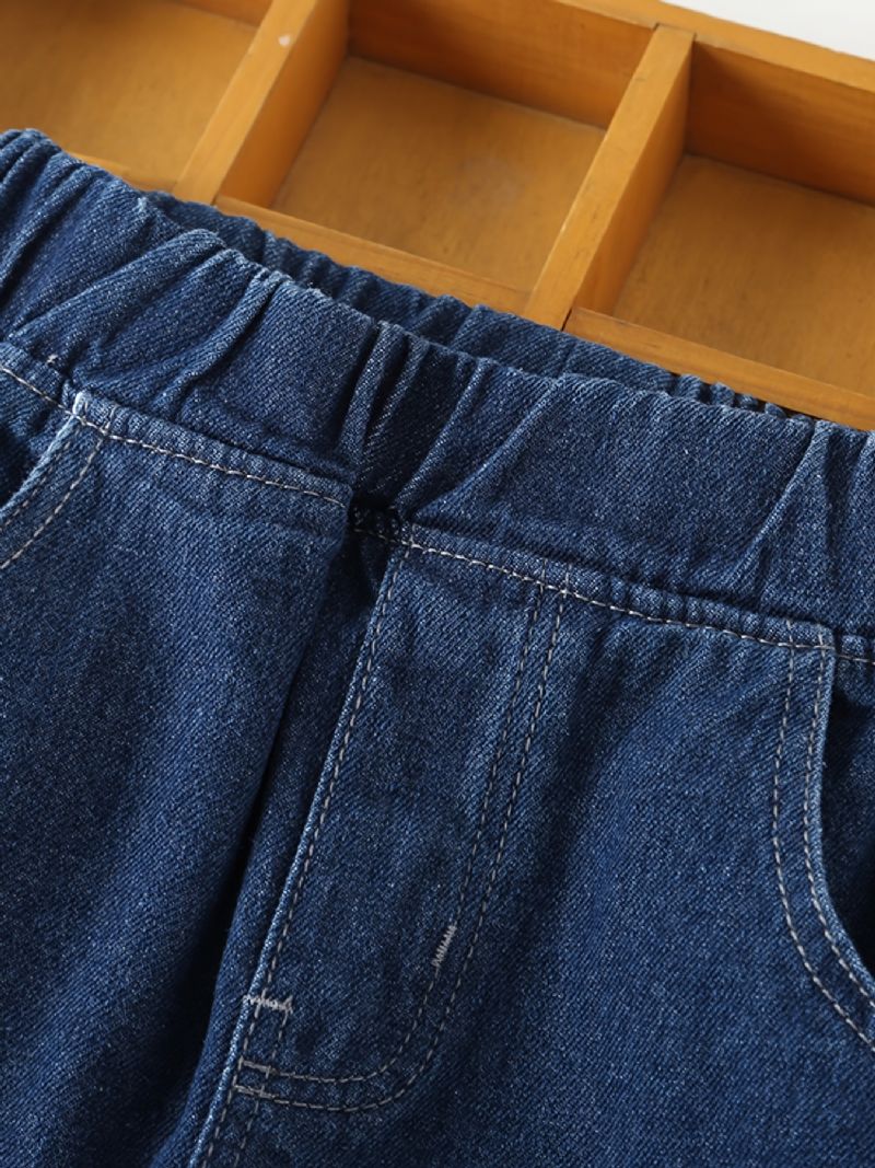 Drenge Tilspidsede Jeans Elastisk Linning Til Efterår Og Vinter Ny