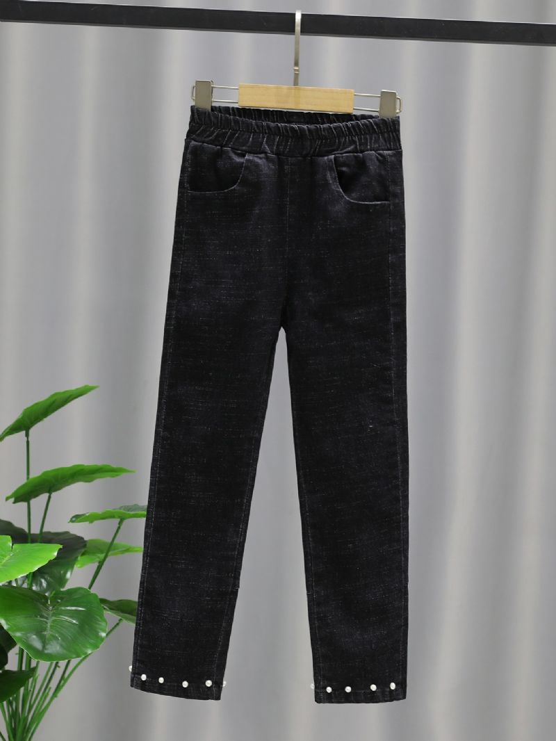 Efterår Vinter Piger Moderigtige Casual Pearl Jeans