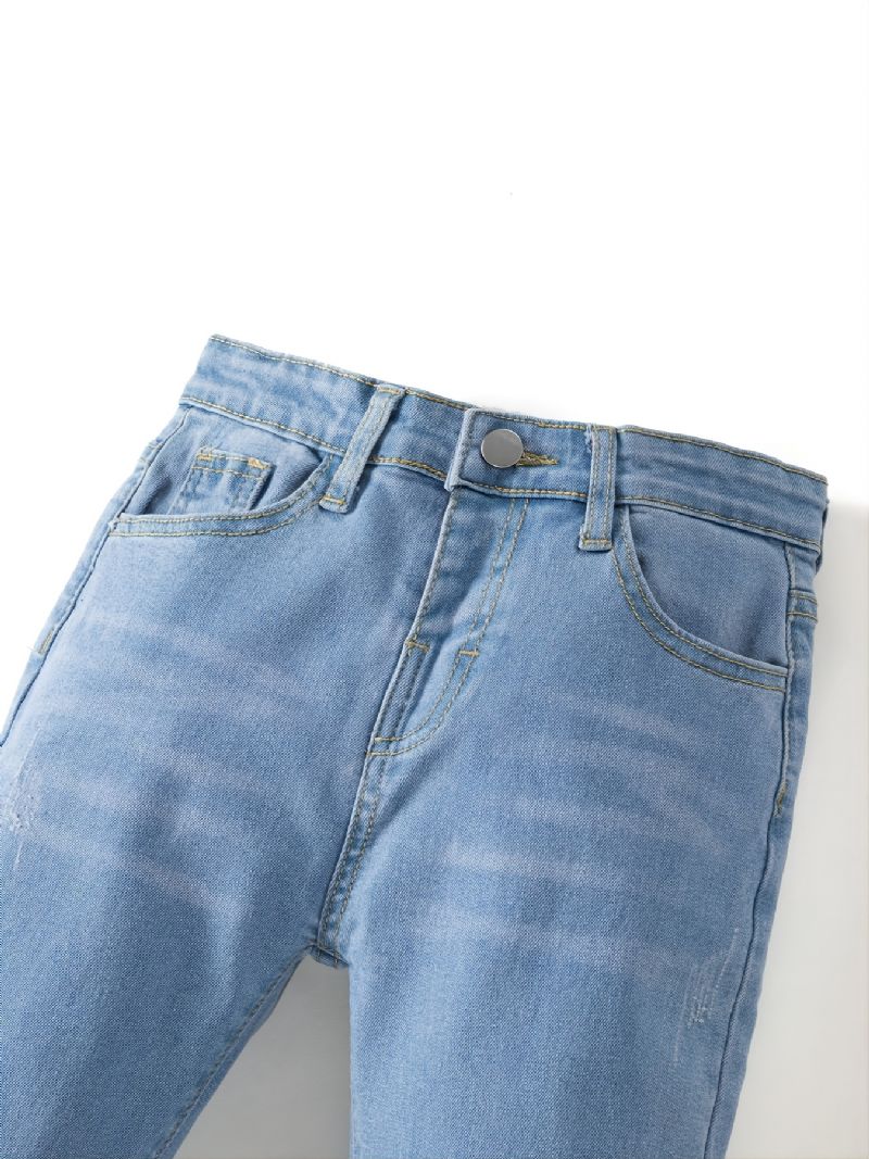 Efterårs-vinter-pigers Ensfarvede Elastiske Jeans