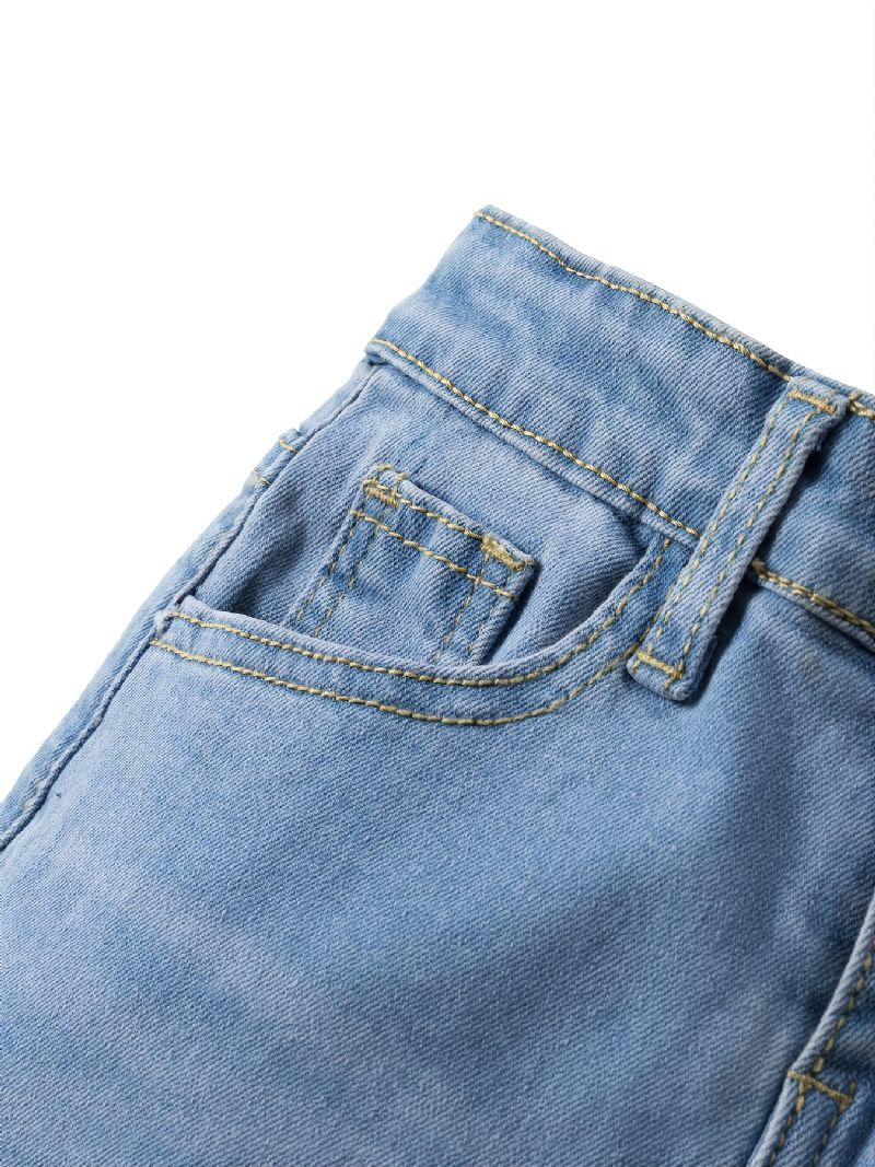 Efterårs-vinter-pigers Ensfarvede Elastiske Jeans