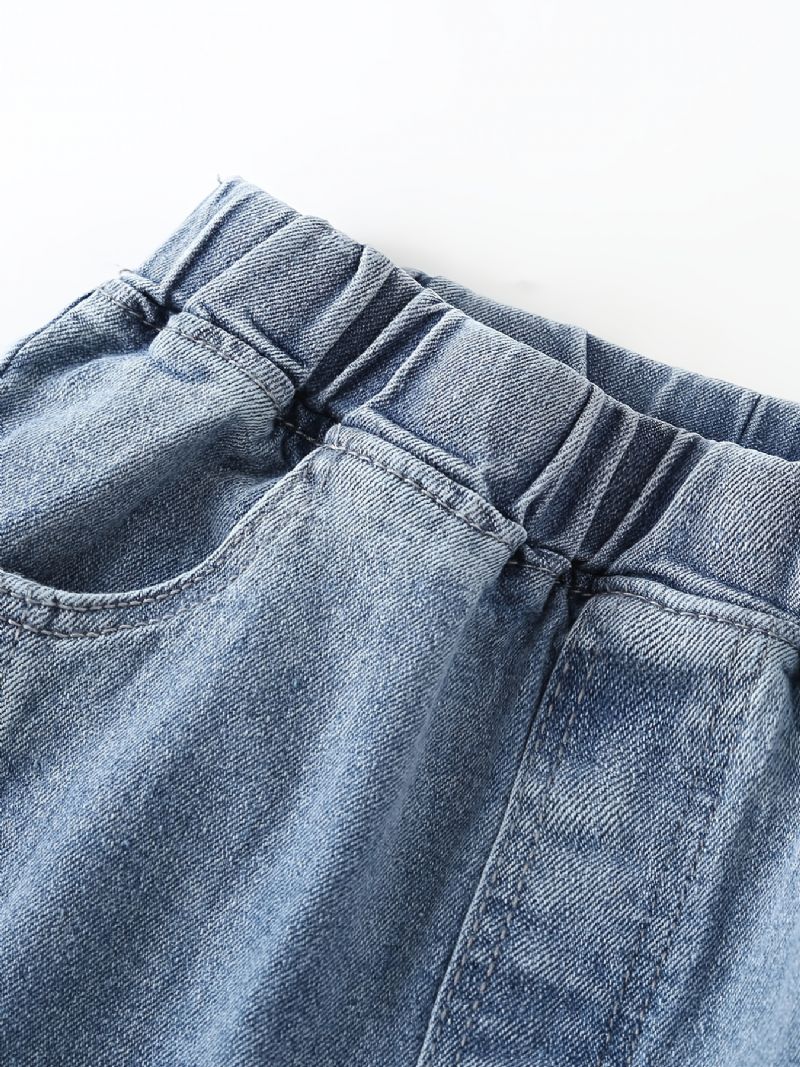 Jeans Med Brede Ben Til Piger Med Elastisk Linning