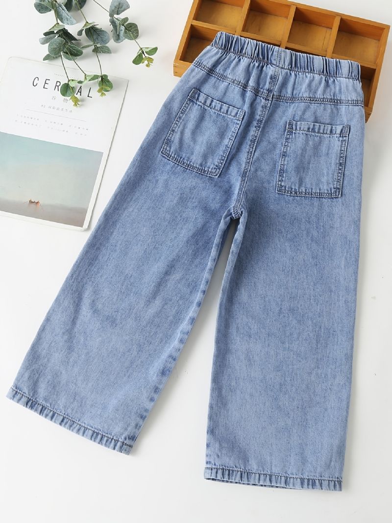 Jeans Med Brede Ben Til Piger Elastisk Linning Til Efterår Og Vinter Ny