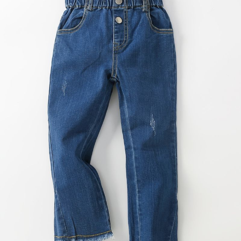 Lige Jeans Til Piger Elastisk Linning Til Efterår Og Vinter Nyhed