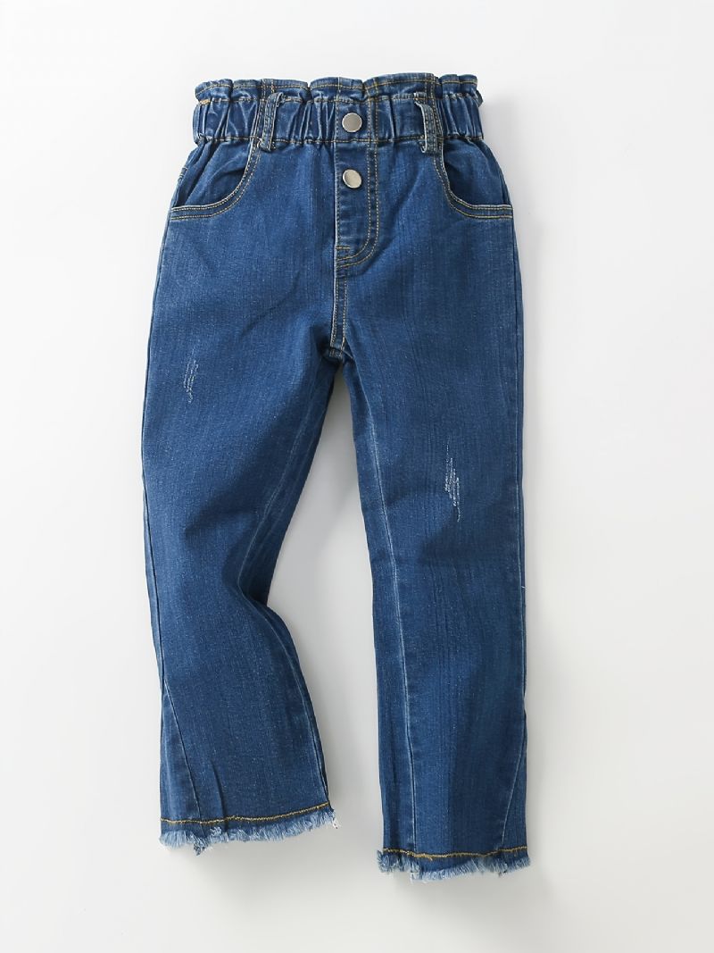 Lige Jeans Til Piger Elastisk Linning Til Efterår Og Vinter Nyhed