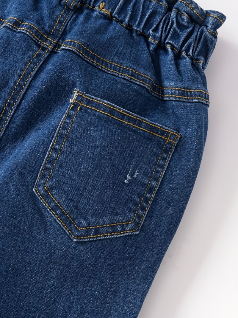 Lige Jeans Til Piger Elastisk Linning Til Efterår Og Vinter Nyhed