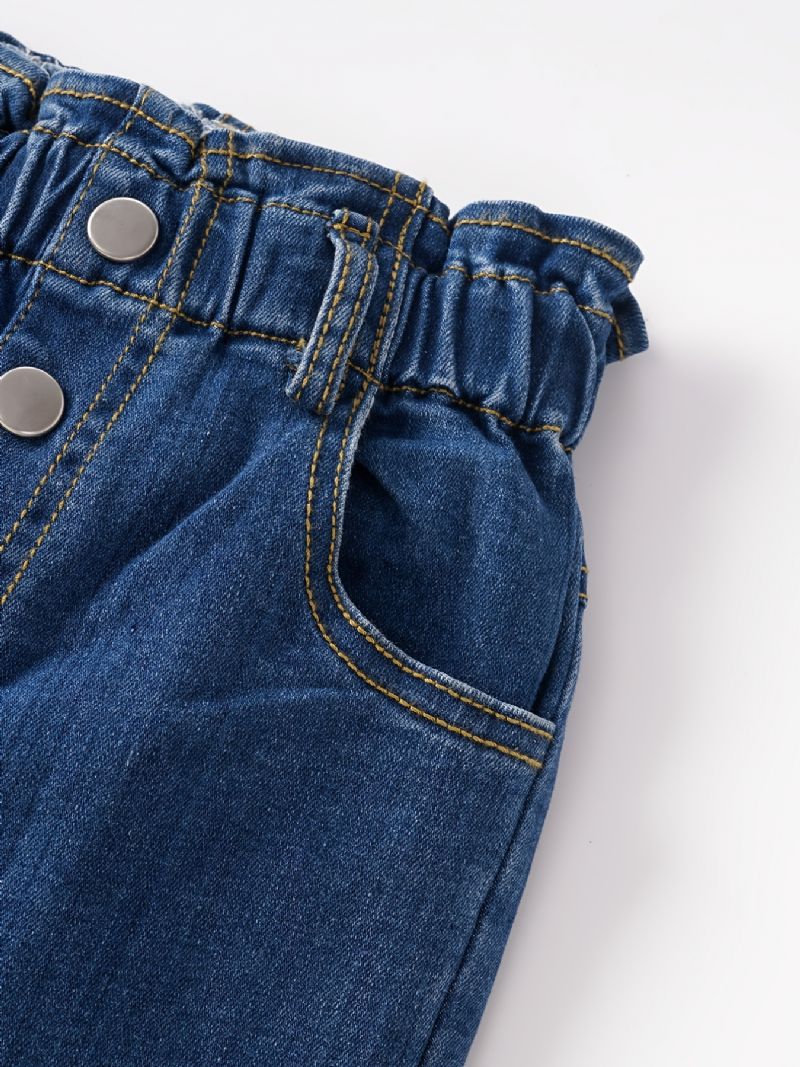 Lige Jeans Til Piger Elastisk Linning Til Efterår Og Vinter Nyhed