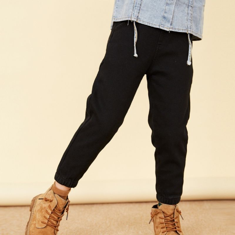 Piger Børn Solid Denim Elastic Jogger Jeans Bla