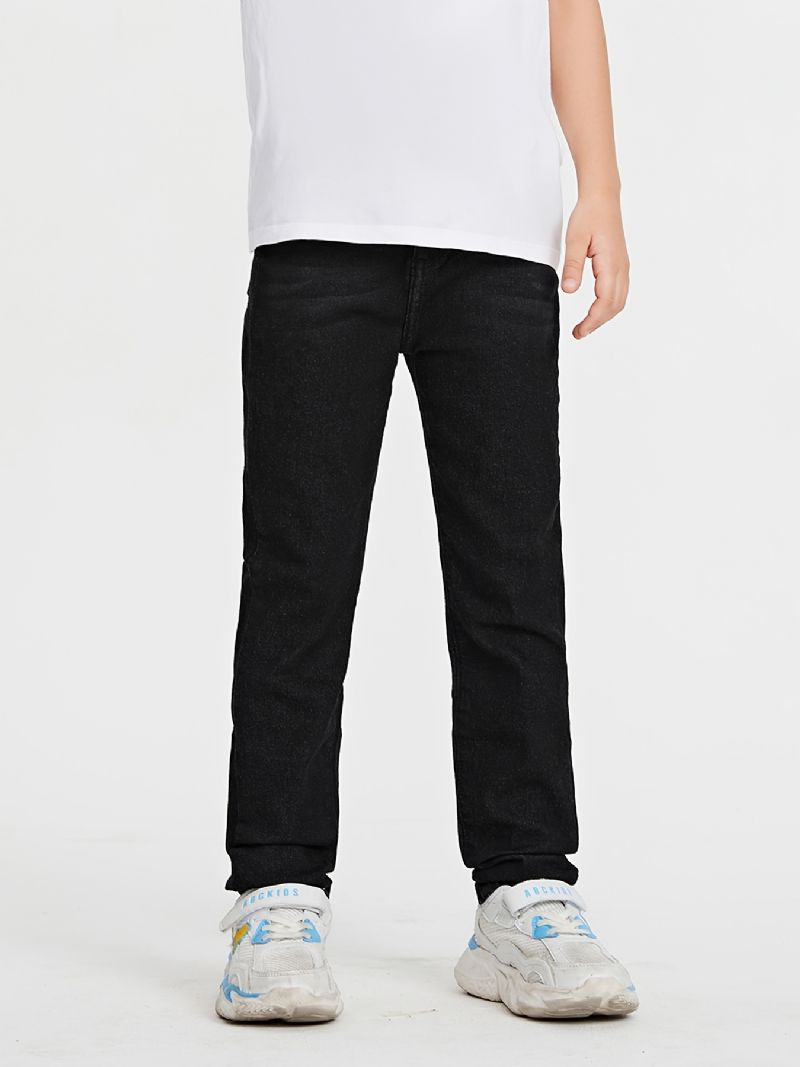 Piger Casual Basic Solide Sorte Denim Jeans Til Vinteren