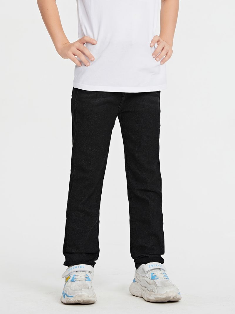 Piger Casual Basic Solide Sorte Denim Jeans Til Vinteren