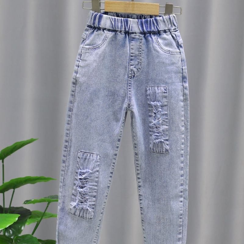 Piger Casual Mode Solid Patched Jeans