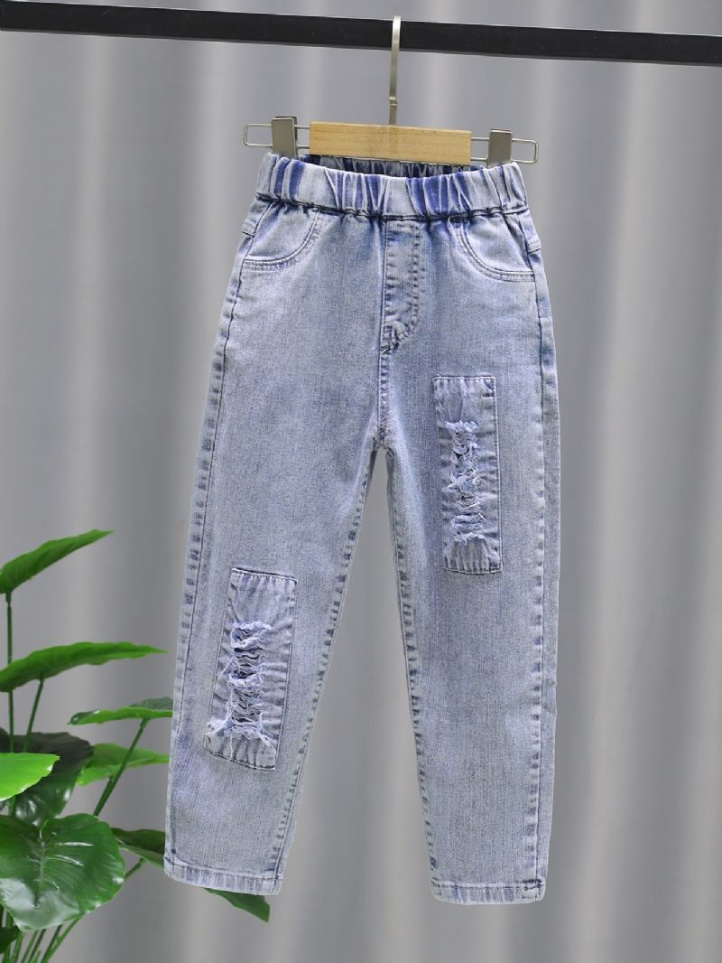 Piger Casual Mode Solid Patched Jeans